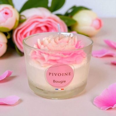 Bougie florale pivoine