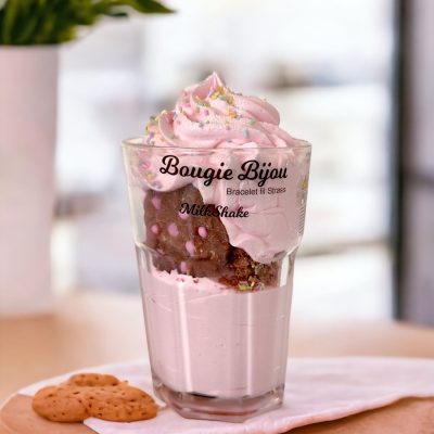 Bougie bijou milkshake Lait fraise STRASS