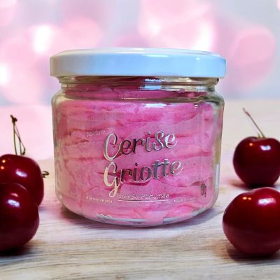 bougie pot cerise griotte peau d'ane chantilly