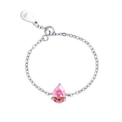 Bague Réglable Pierre Rose Pyramide