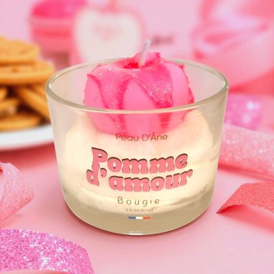 bougie pomme d'amour rose