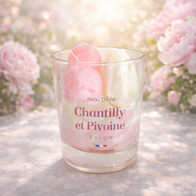 Bougie florale peau d'ane, bougie artisanale