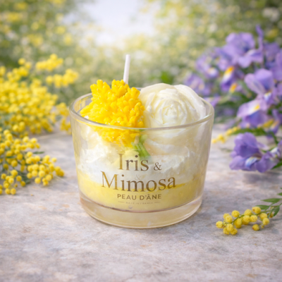 Bougie peau d'ane florale, artisanale