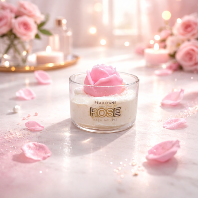 Mini rose, bougie florale peau d'ane