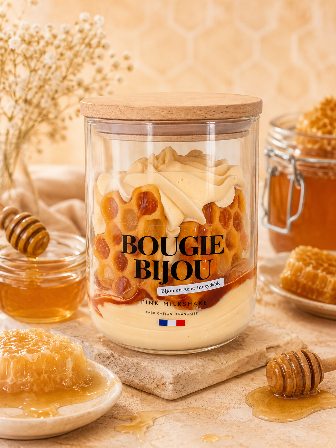 Bougie bijou miel, peau d'ane