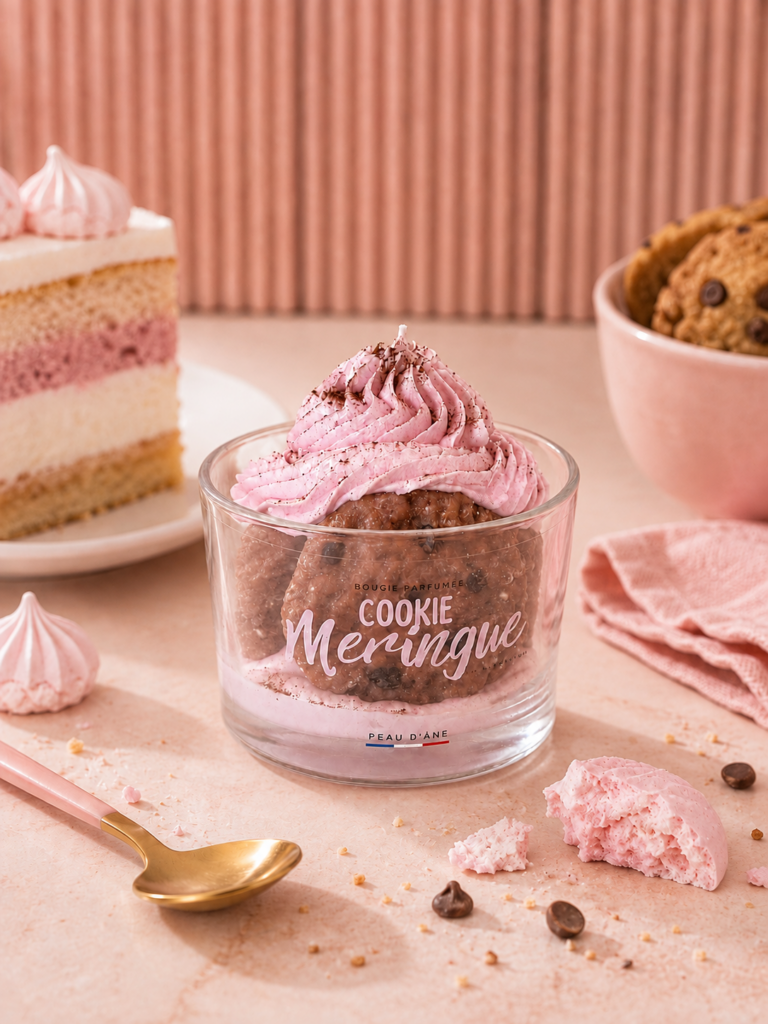 Bougie Peau d'ane, cookie meringué