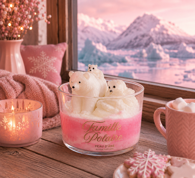 Bougie Noel fraise, peau d'ane bougie gourmande