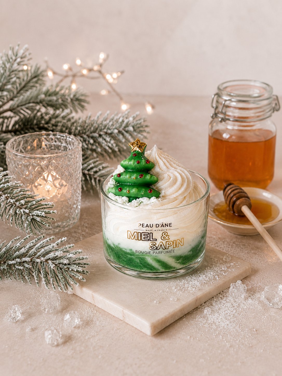 Mini bougie Noel miel